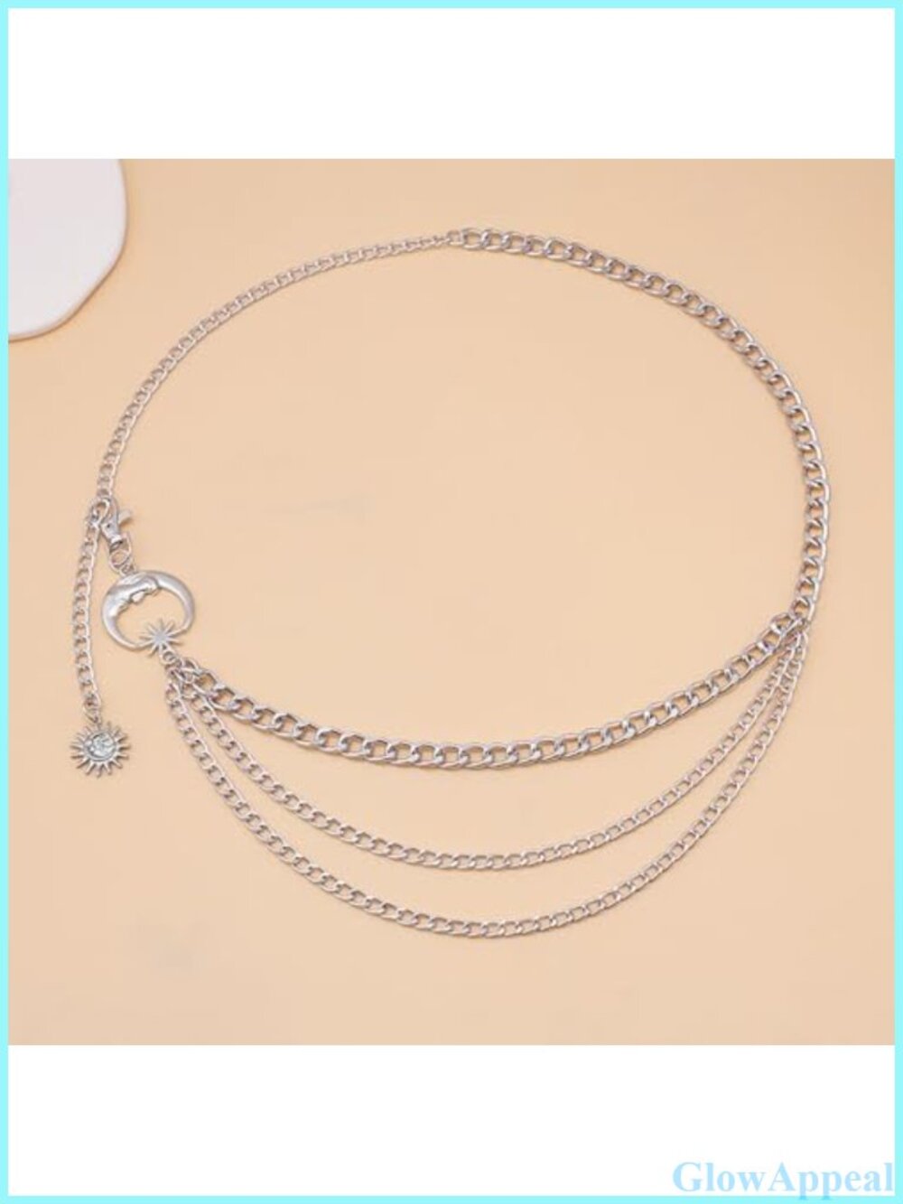 Women Waist Chain Belt for Dress Skirt with Moon Star Charms Chain Accessory